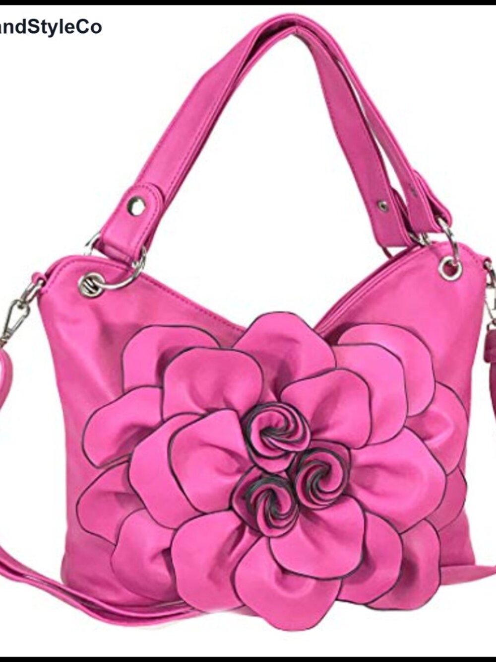 Large Floral Synthetic Leather Hobo Bag Crossbody Purse